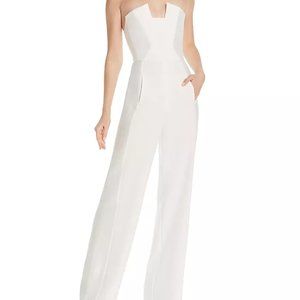 Black Halo Lena Tuxedo Jumpsuit - White